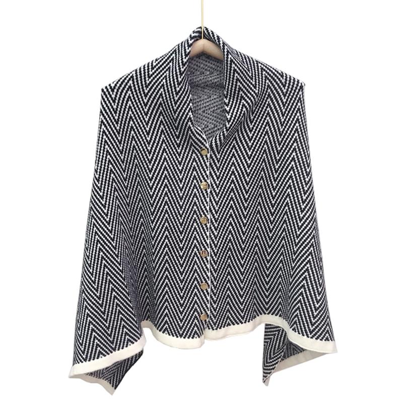 

Scarves Knitted Button Winter Women Ponchos Y Capes Mujer Warm Rectangle Striped Pashmina Scarf Shawl Wraps Sjaal Dames Szalik Zimowy