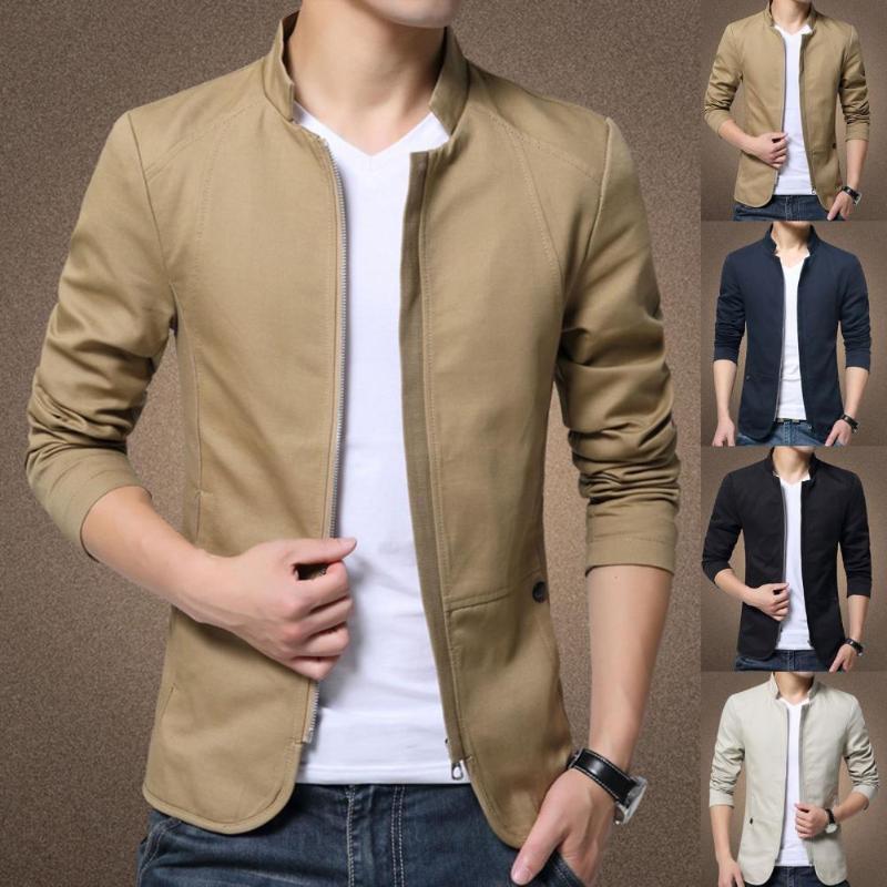 

Men's Jackets Great Zipper Cardigan Casual Business Coat Jacket Plus Size Formal, Beige