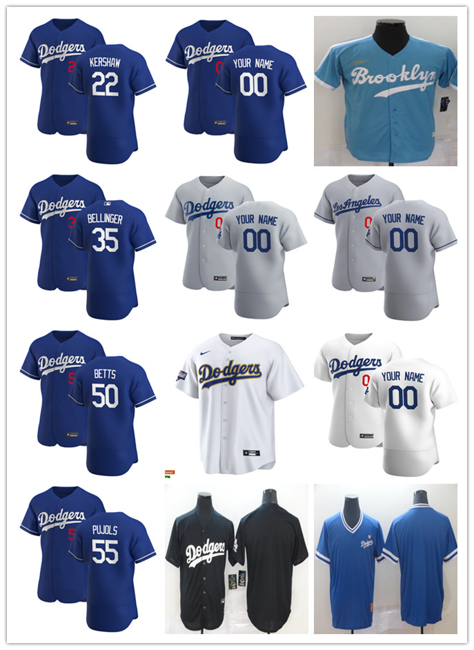 

Men Women Youth 35 Cody Bellinger 50 Mookie Betts 55 Albert Pujols 22 Clayton Kershaw Custom Baseball Jersey Blank white blue gray black, Colour