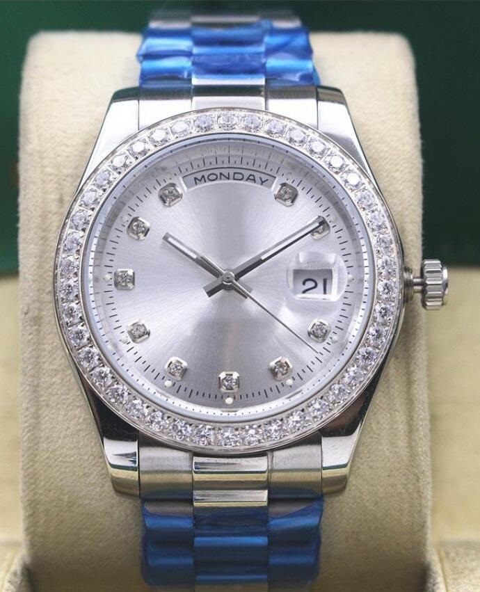

Super Quality Wristwatches Lovers Couples Style Automatic Movement Mechanical Fashion Men Women Big Diamonds Watches, As pic