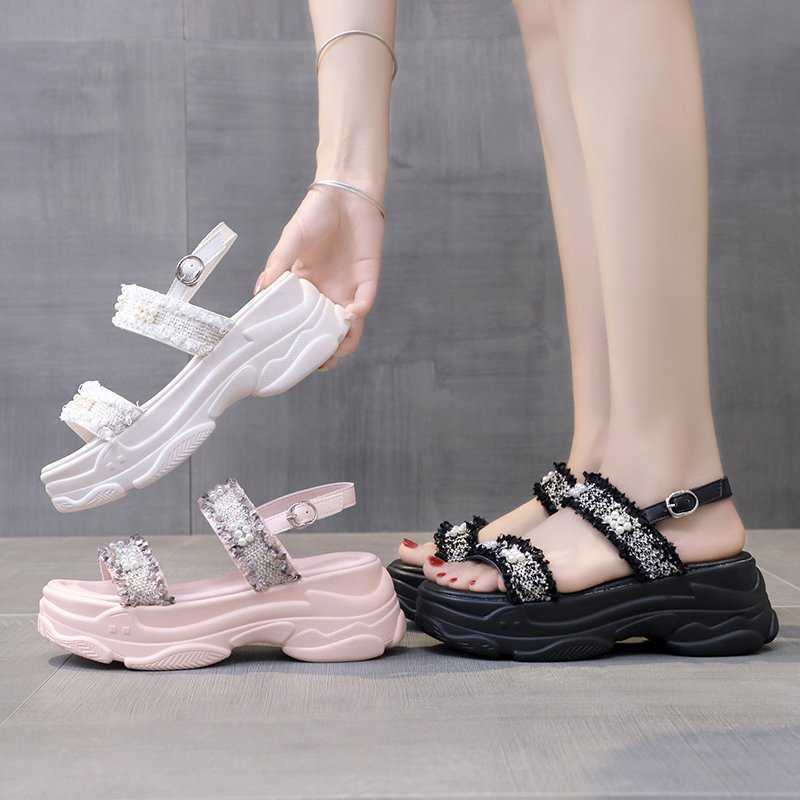 

Timalina Women Platform Sandals Pearls Chunky High Heels Sandalias Mujer Summer 2020 new Back Strap Gladiator Shoes Woman Y0721, White