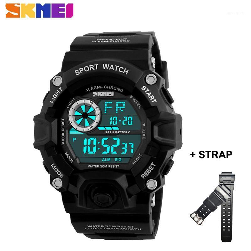 

Outdoor Sport Men's Watches Army Waterproof LED Display Digital Bracelet For Male Wristwatch Gift Reloj Hombre Wristwatches, Black strap