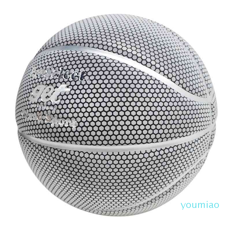 

Ball Reflective Basketball Men Gift Outdoor Size 7 Honeycomb Silver PU Playing Game basketbal Baloncesto