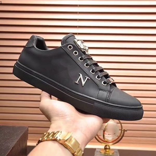 

Prad Fashion Men Leather Lace Up Platform Oversized Sole Sneakers White CasualPrinted MKJ001