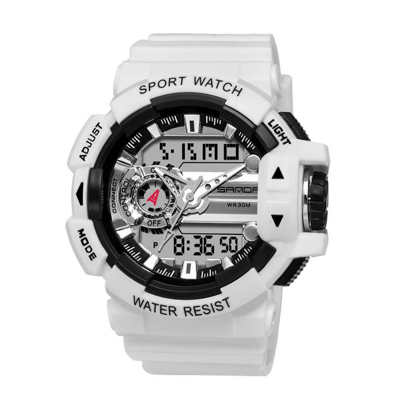 

Men's LED Digital Analog Dual Display Quartz Watches SANDA Brand Man 30M Waterproof Sports Watch For Men Women Electronic Clock Wristwatches, Red