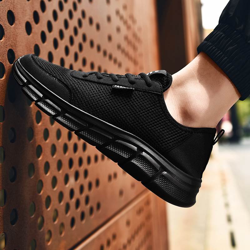 

Top High Quality Men's shoes breathable mesh black white grey lightweight men sports leisure nets sneakers trainers fashion outdoor jogging walking, A2