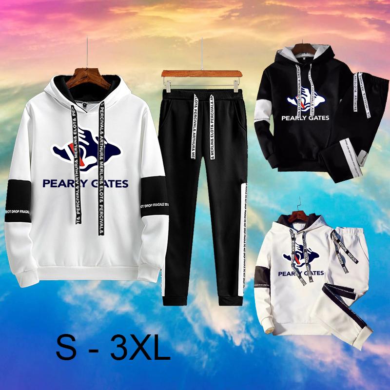 

Men's Tracksuits PG Print Tracksuit Men Set Long Sleeve Hoodies & Sweatpants Fall Winter Design Casual Hooded Sportswears 2021 Man Fashion, Gray