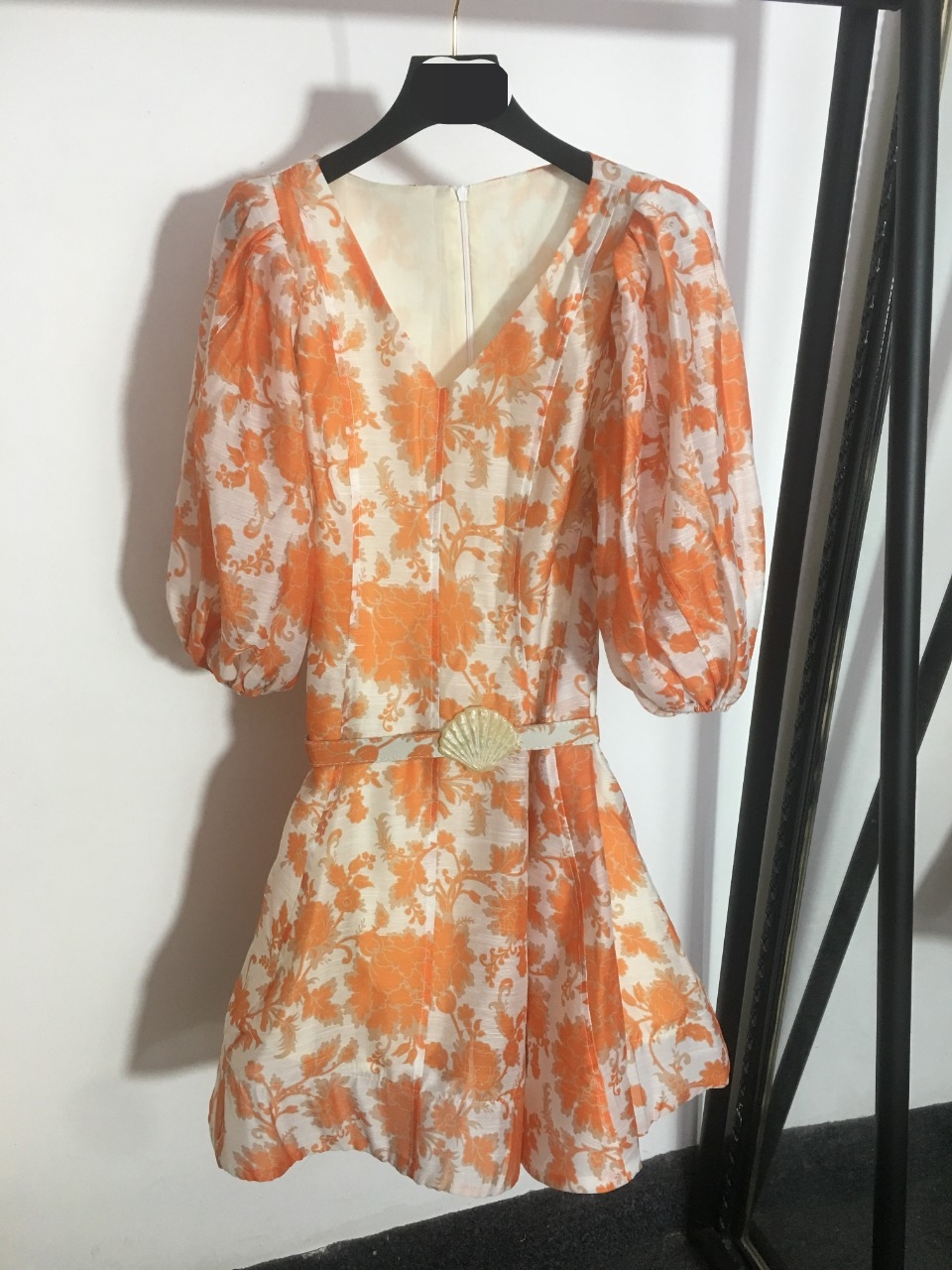 

219 XL 2022 Runway Dress Spring Summer Brand Same Style Empire V Neck Red Yelliw Long Sleeve Flora Print Womens Dress Fashion High Quality SH, Yellow