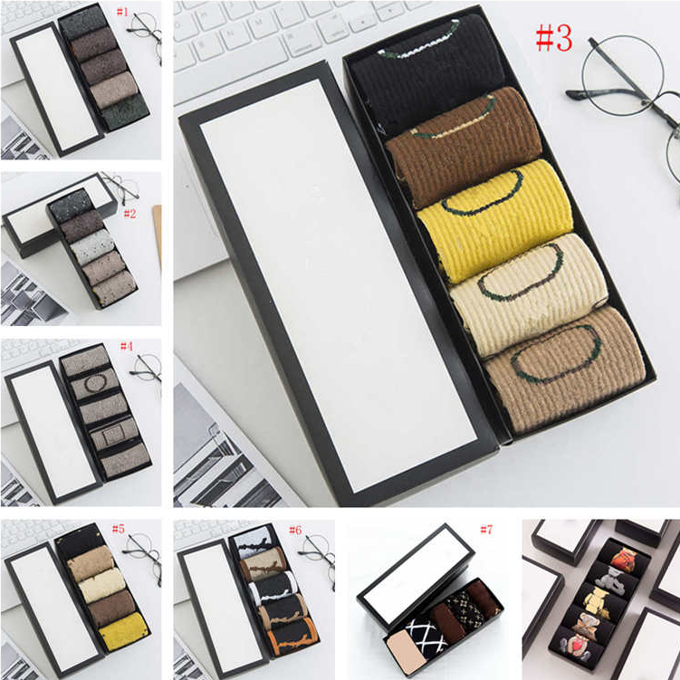 

Winter Cotton Soft Womens Socks Fashion Students Middle Tube Sock Colorful Letters Women Long Stocking 5 Pairs Packing With Box, #1-five pairs-as pics