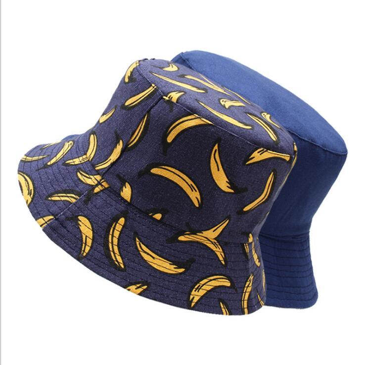 

Wide Brim Hats Banana Pineapple Strawberry Fruit Print Double-sided Fisherman Cap Tide Men And Women Street Hip Hop Sun Lovers Basin Hat, Color4