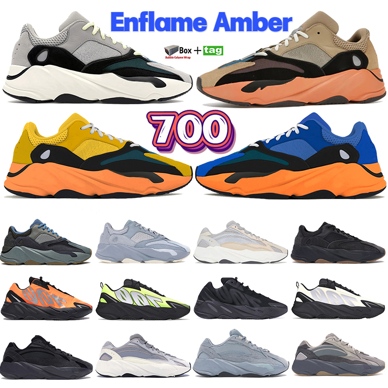 

Fashion Enflame Amber 700 Running shoes with box OG Solid Grey cream sun bright blue men women shoe hospital inertia static Vanta Orange reflective sport sneakers, No.32- bubble wrap packaging