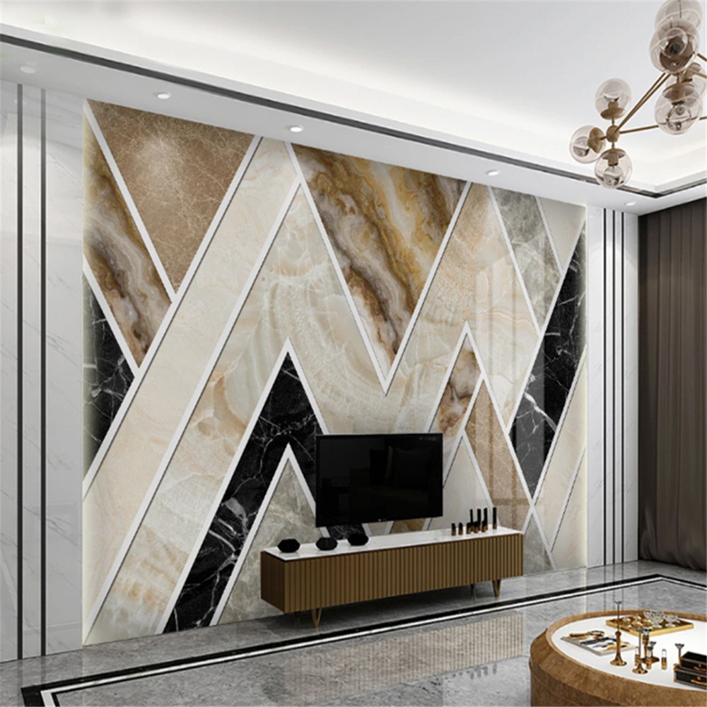 

3d Wallpaper For Walls Vintage Abstract Mural Golden Marble Home Decoration, Brown