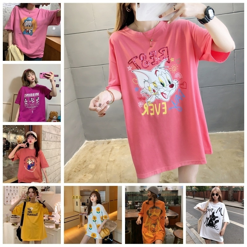 

40sd short sleeve women's women's summer net red fashion clothes loose and thin t-shirt cotton fashion korean cotton t-shirt, White