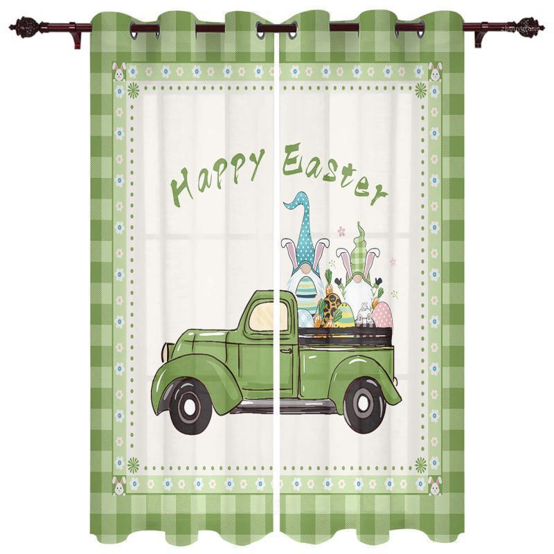 

Nice Translucent Curtains With Easter Gnome Egg Truck Pattern For Living Room Kitchen Bedroom Decoration Windows Curtain & Drapes