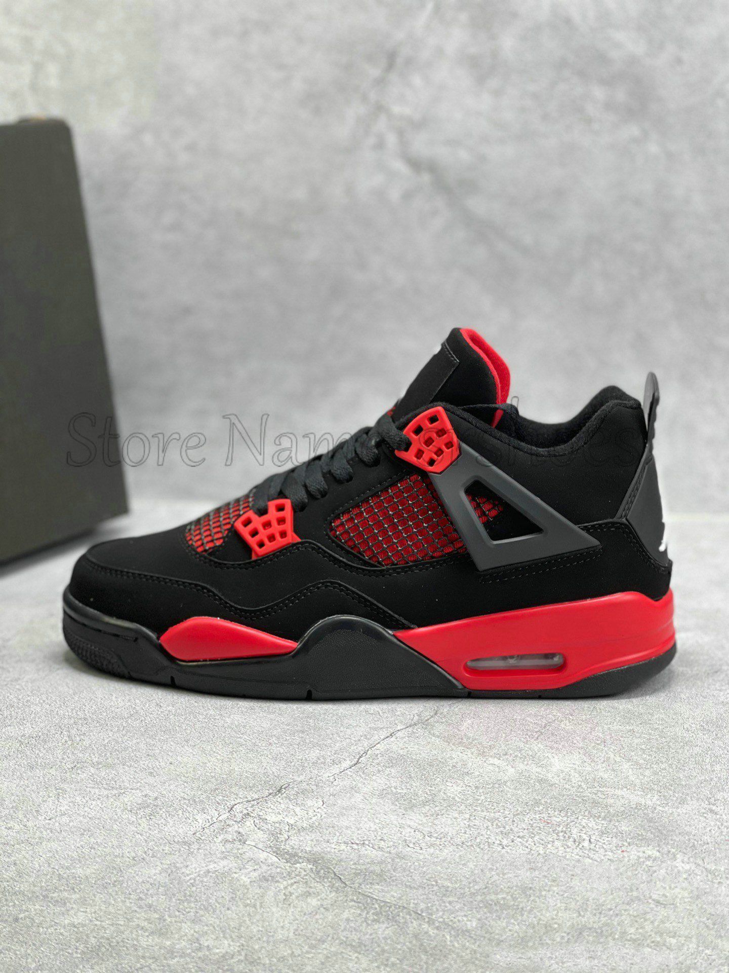 

4 Red Thunder Black Men Designer Basketball Shoes 4s Jumpman Trainer Sports Sneakers, Customize