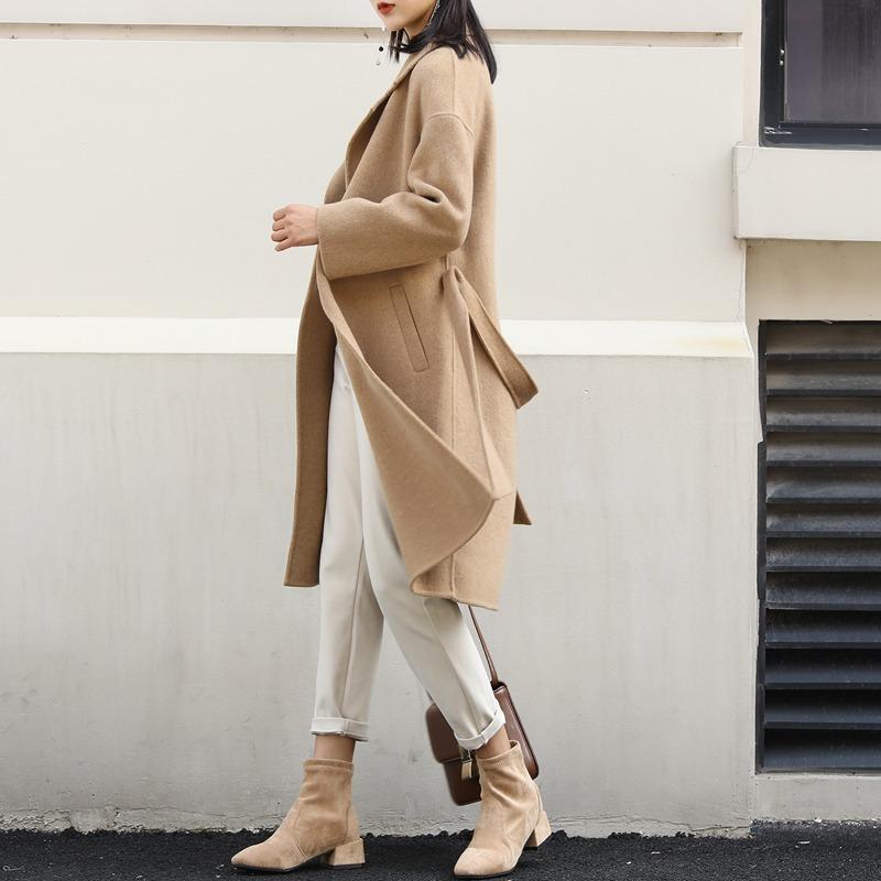 

Women's Wool & Blends Spring Of 2021 The Double-sided Cashmere Coat Female In Long Al Mighty Cloth Sheep Camel Hair, Brown