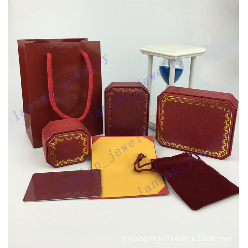 

Luxury Jewelry Packing Box Red Necklace Bracelet Ring Gift Boxes Handbag Card Certificate Set L-Ca, Black;white