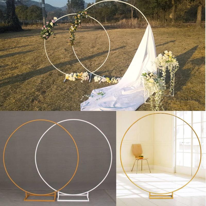 

Party Decoration 4PCS Upgrade Bottom Iron Circle Round Backdrops Frame Outdoor Wedding Floral Grass Arch Flowers Stand Birthday Balloons Rac