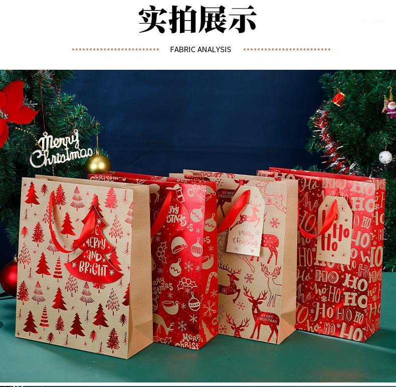 

Gift Wrap 12 Pcs Kraft Paper Bags Snowflakes Merry Christmas Candy Cookie Packaging Boxes 2022 Year Party Natal Kids Favors