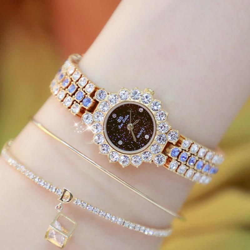 

Wristwatches Women Watch 2021 Luxury Brands Crystal Diamond Stainless Steel Small Ladies Watches For Woman Wristwatch Relogio Feminino, Khaki
