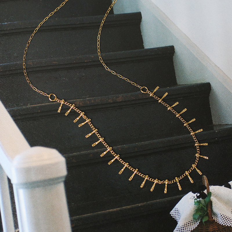 

Indian Fishbone Necklace Tassel Clavicle Chain Women's Titanium Steel Gold-plated Stack