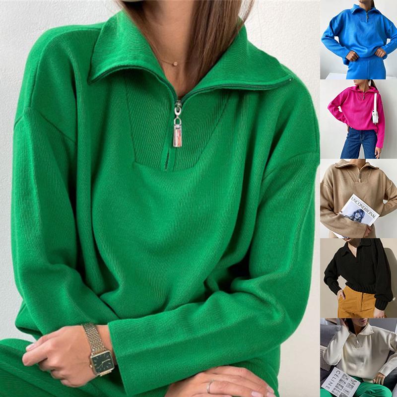 

Women's Sweaters Sweater Pullover Women Knitted Winter Lapel Loose Tops Fashion 2022 Casual Pulls Female Long Sleeve Jumpers, Brown-style-3