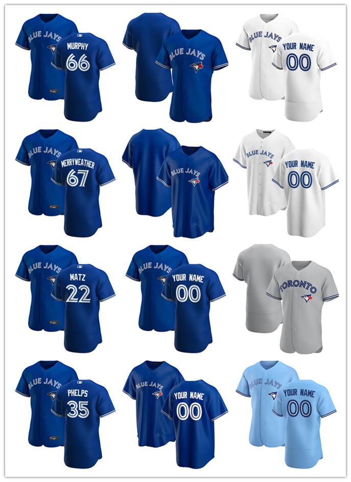 

Custom Jersey Mens women Youth Toronto Blue Jays 22 Steven Matz 67 Julian Merryweather 66 Patrick Murphy 35 David Phelps Bas, Blue;black