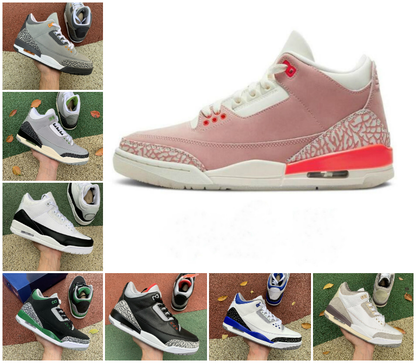 

2022 Jumpman 3s OG Basketball Shoes 3 A Ma Maniere Rust Pink Pine Green Midnight Navy Racer Blue UNC Laser Orange Varsity Royal Cement White