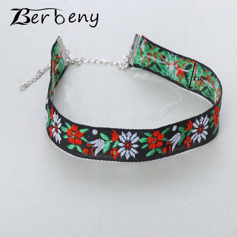 

Chokers Berbeny Vintage Bohemian Embroidered Necklace Women's National Culture Black Natural Flower Jewelry Fashion Accessories, Golden;silver