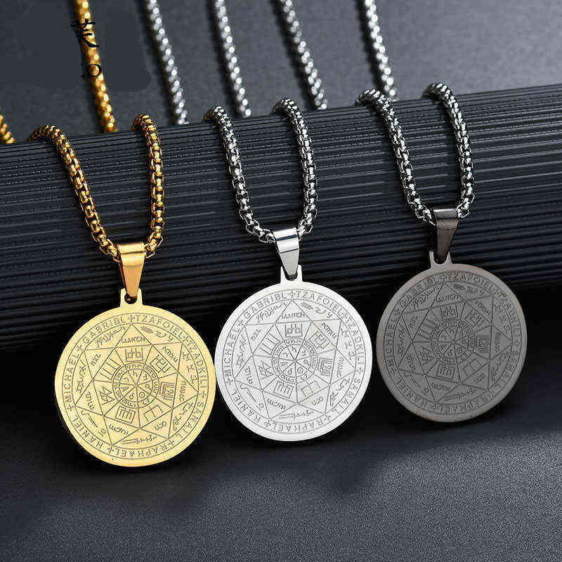 

Fashion Men Necklace Solomon Seal Guarding Protection Pendant Stainless Steel The Seventh Pentacle of Mars Necklace Jewelry G1213