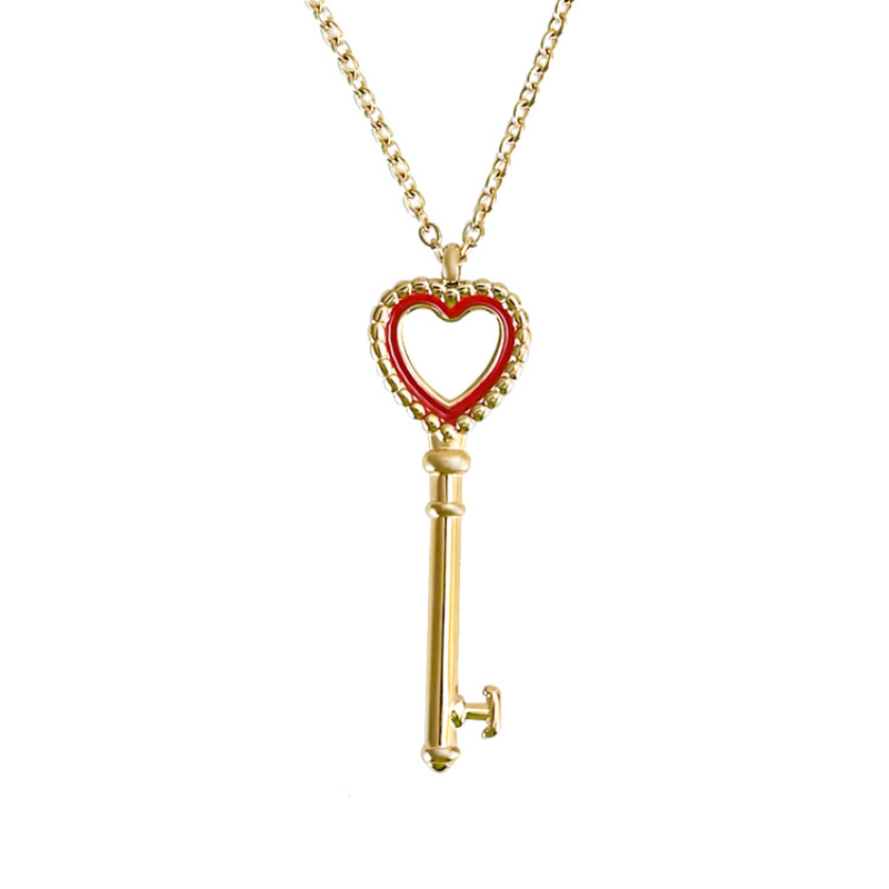 

Fine Design Handmade Womens 18K Gold Plated Stainless Steel Key Pendant Necklace