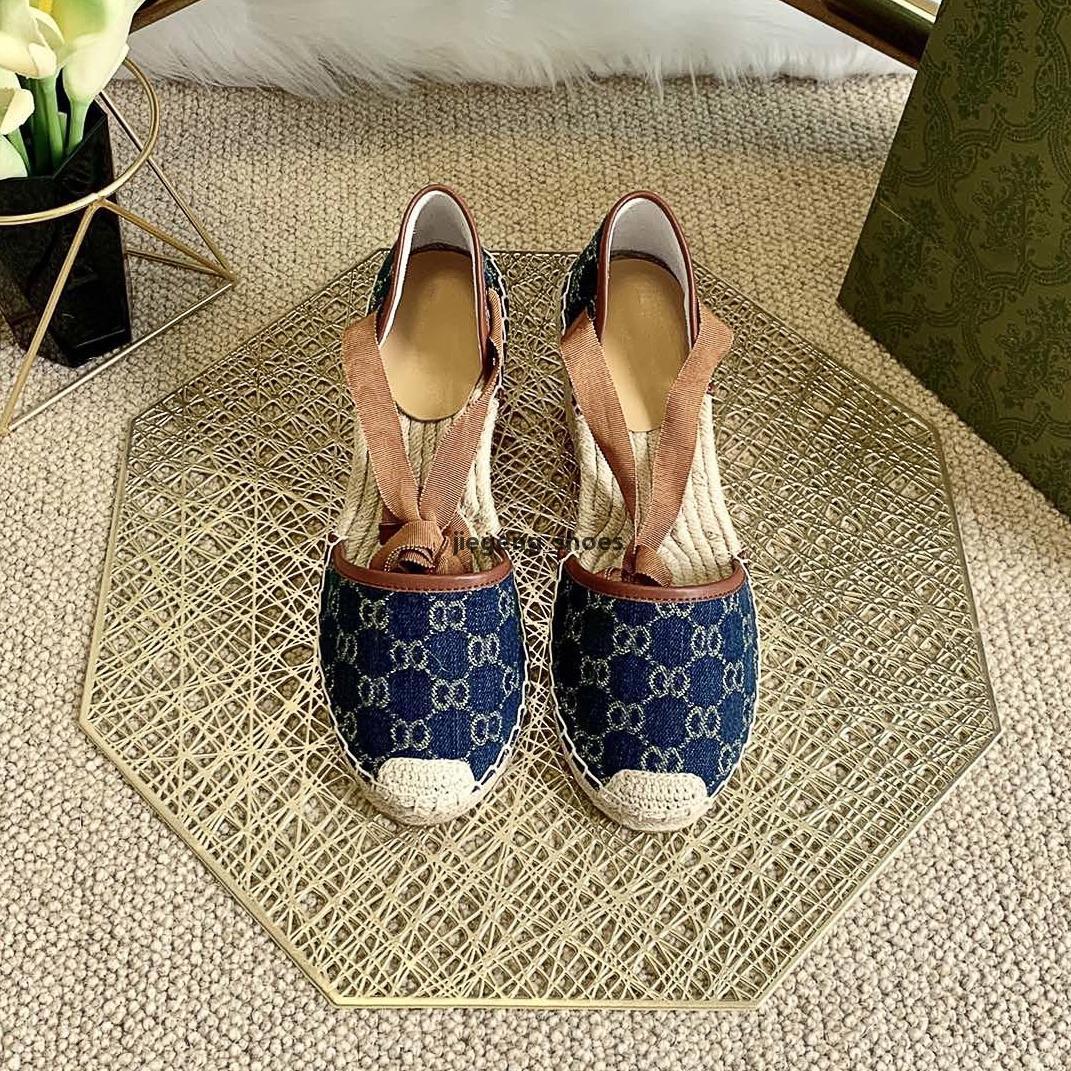 

2021 Women luxury designer leisure shoes with straw flax wedge sole best quality sneakers size eur 35-41 with box recipt dust bag, As picture 4