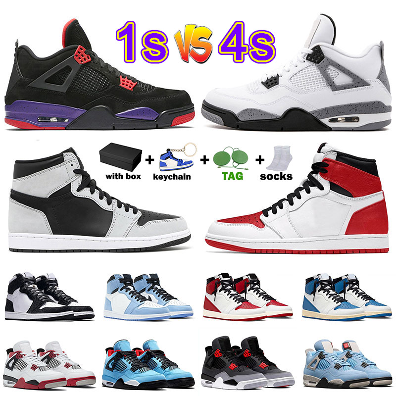 

Nik air jordan 1s 1 retro mens womens Basketball Shoes US 13 Jumpman 4 4s New Heritage Jordan1s Jordan4s Raptors White Cement Metallic Sliver Grey Sneakers AJ Trainers, A11 36-46 (2)