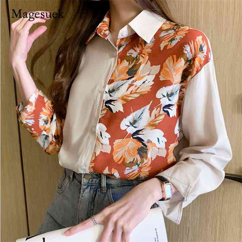 

Women Vintage Printing Ladies Tops Autumn Casual Floral Cardigan Blouse Fashion Long Sleeve Chiffon Shirt 10850 210518, Picture