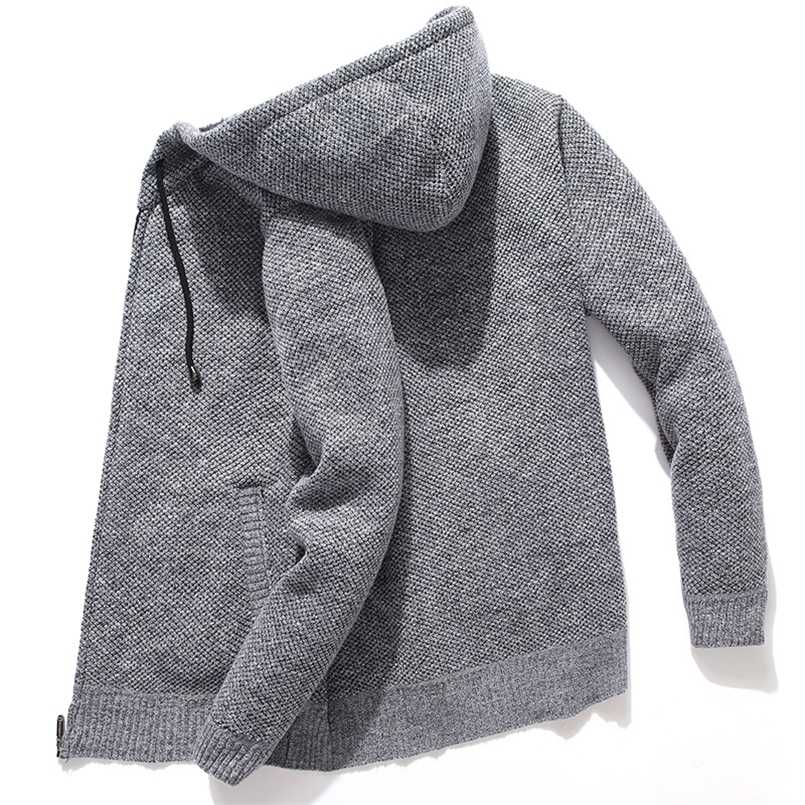 

Hooded Knitted Man Sweater Fleece Cardigan Oversized Men's Sweater Winter Casual Solid Hoodies Sweater Homme Knitted Men Coats 211018, Blue