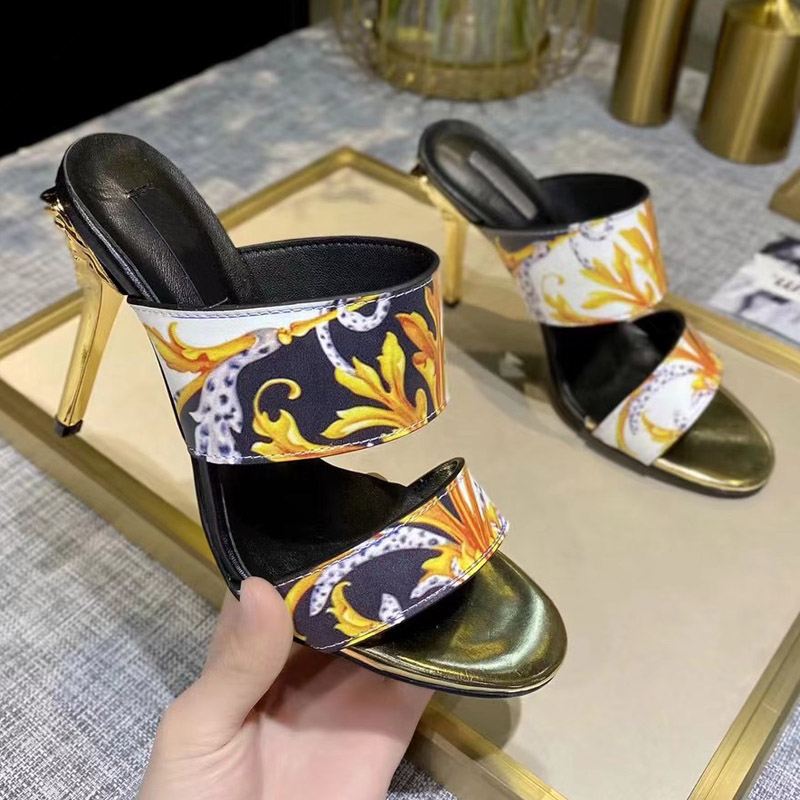 

Fashion luxury designer women shoes high heels toe Sandal sliders pumps size35-41, Black