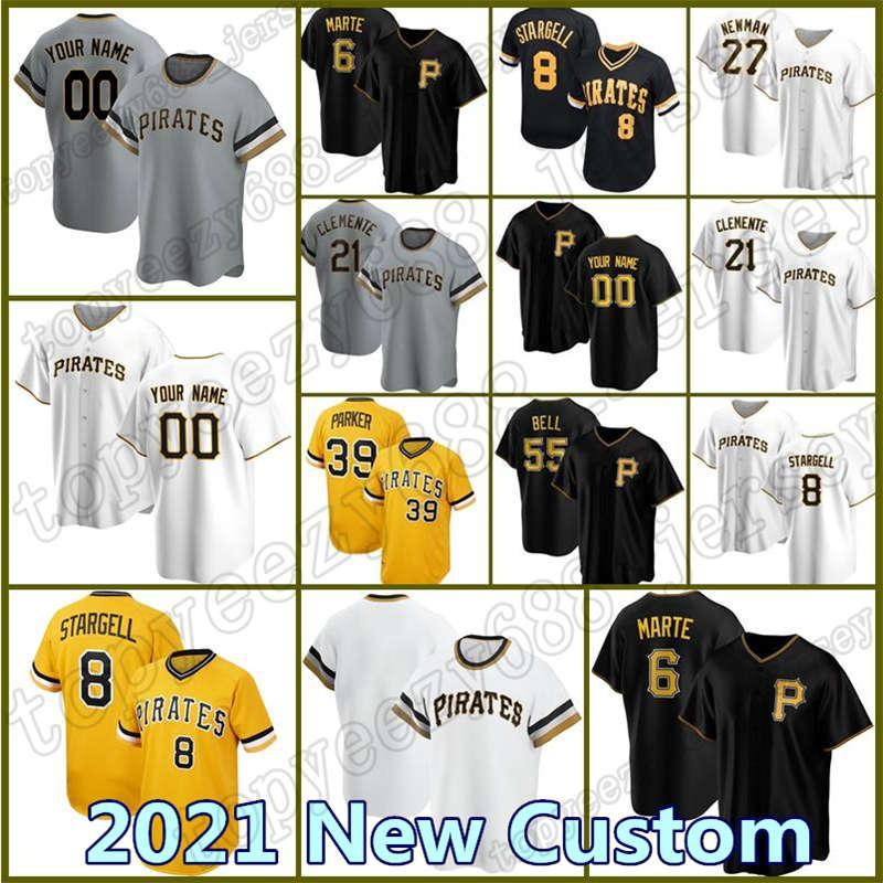 

8 Willie Stargell 55 Josh Bell Custom Pirates Jersey 21 Roberto Clemente Pittsburgh Baseball 6 Starling Marte Parker Archer 27 Tekulve, Custom new retro(haidao)