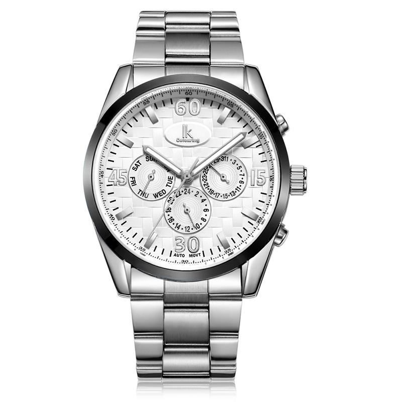 

Automatic Machinery Men's Self-winding Watch Fashion Leisure Stainless Steel Watchband Sports Waterproof Wristwatches, Silver blue white