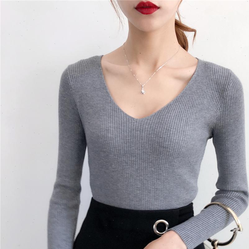 

women sweater v neck long sleeve knitted solid slim autumn winter warm pullovers black red pink, White;black