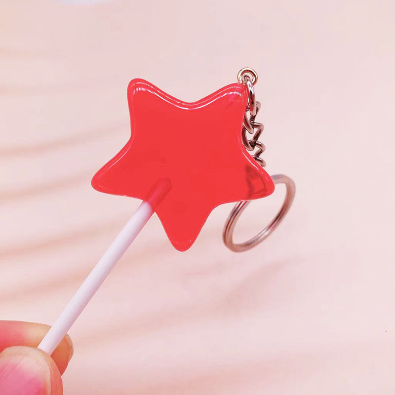 

10Pieces/Lot Korean Fresh Color Transparent Lolly Keychain Women Kids Charms Star Lollipop Flatback Resin Pendant for Keyring DIY Accessori