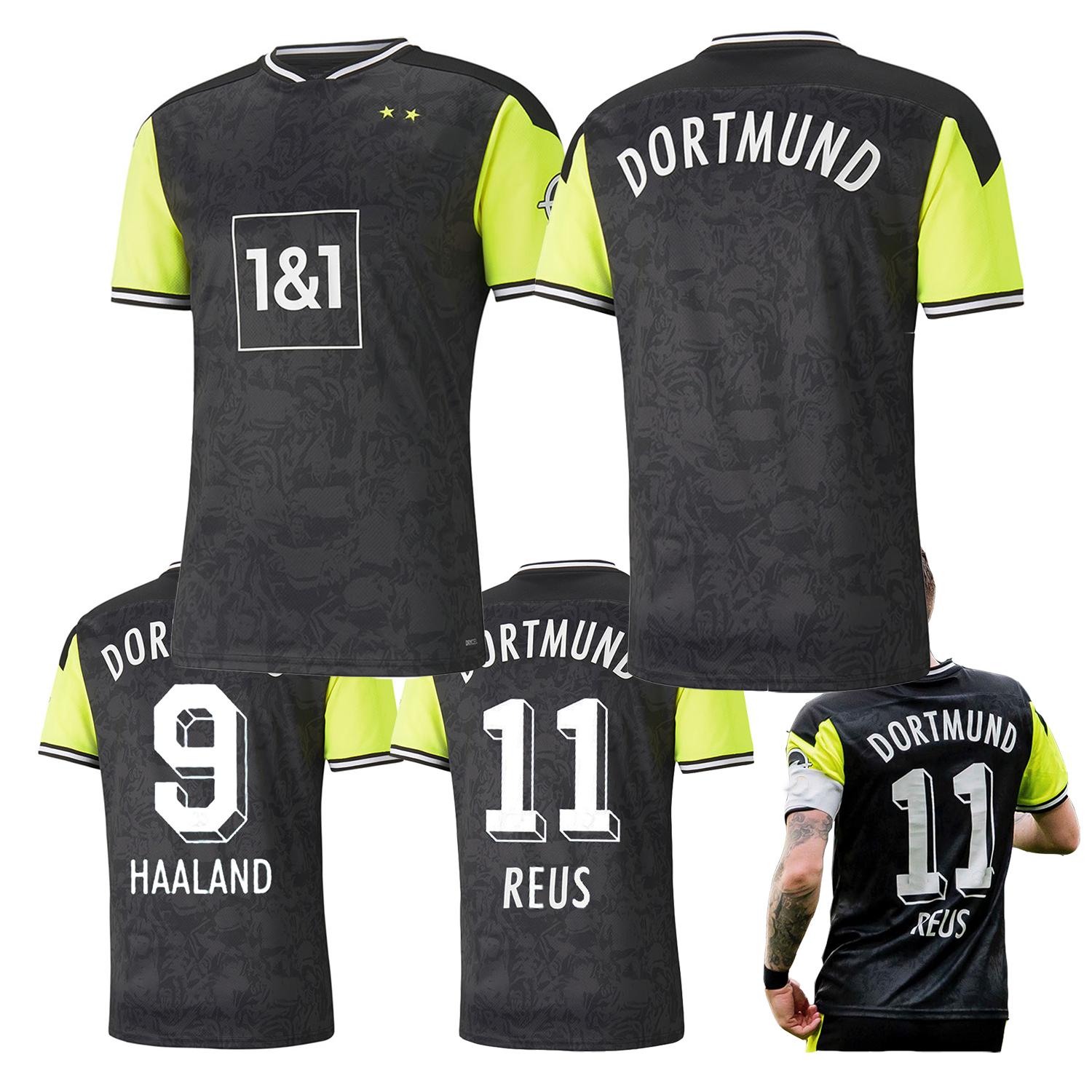 

2021 2022 Borussia Dortmund 21 22 fourth 4th HAALAND REUS BELLINGHAM soccer jersey HAZARD SANCHO BRANDT football shirt MEN kids, Black