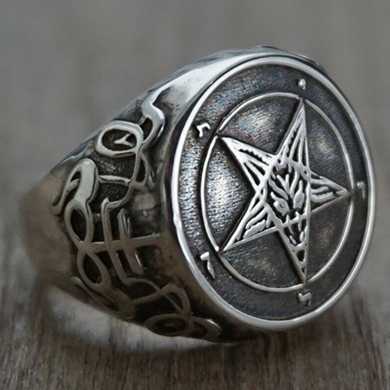 

Wedding Rings Viking Five-pointed Star Ring Biker Rock Rap Metal Finger Jewelry Men Women Punk Hip Hop Party Night Club Gift