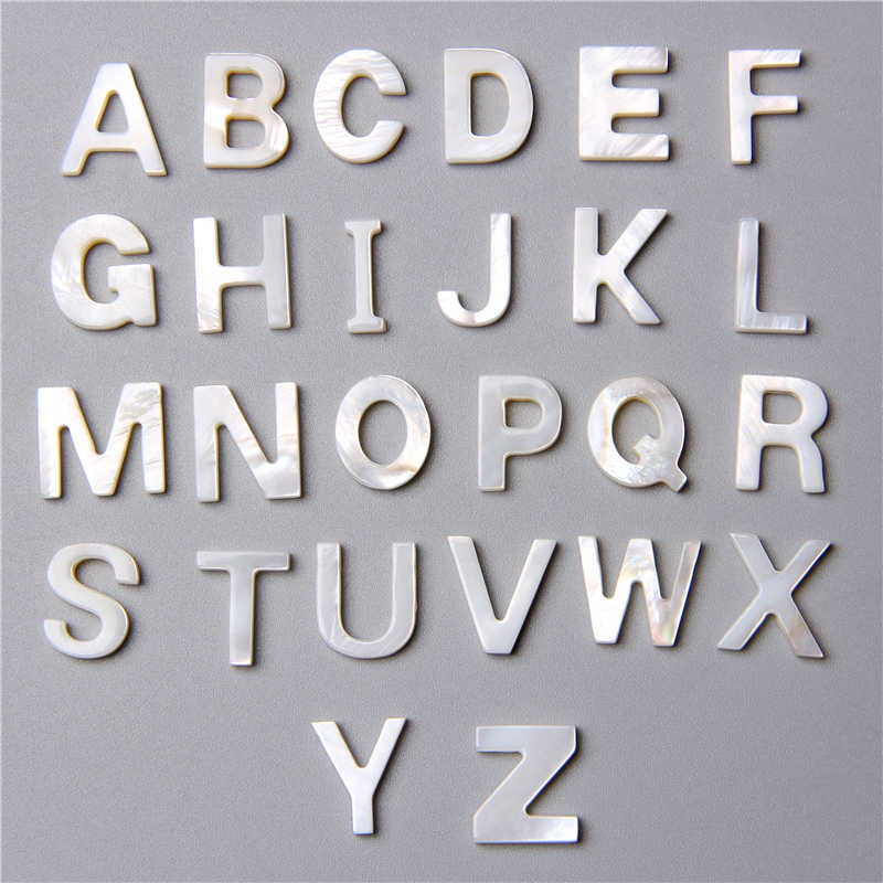

26Pcs A-Z Natural White Mother Of Pearl Letter Shell Necklace Charm Pendant Accessories DIY ID Name Handmade Jewelry Making Gift