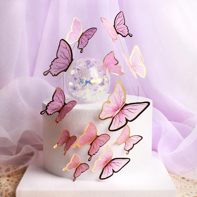 

Other Festive & Party Supplies 5PCS Happy Birthday Cake Toppers Decoration Handmade Painted Butterfly Topper For Wedding Baby Shower