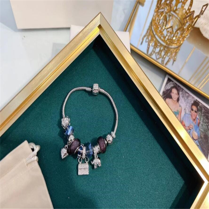 

Top quality new Charm Tower pendant bracelet suitable for Pandora DIY beaded ladies elegant bracelet with original box Christmas gift