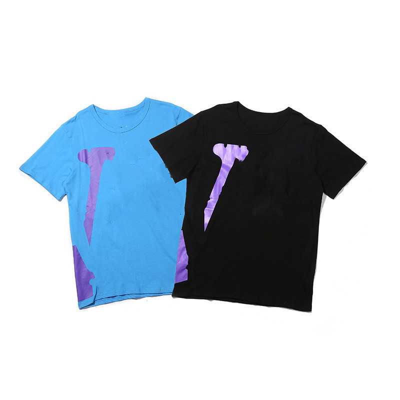 Designer Grand Big Purple V Hommes Femmes T-shirts Casual Love Lovers Luxe Haute Qualité Sleeve Sleeve Bleu