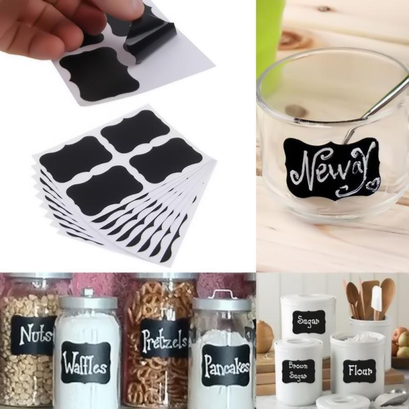 36pcs/set Erasable Blackboard Sticker Craft Kitchen Jars Organizer Labels Chalkboard Chalk Board Sticker Black Board 5x3.5cm-image-694045305