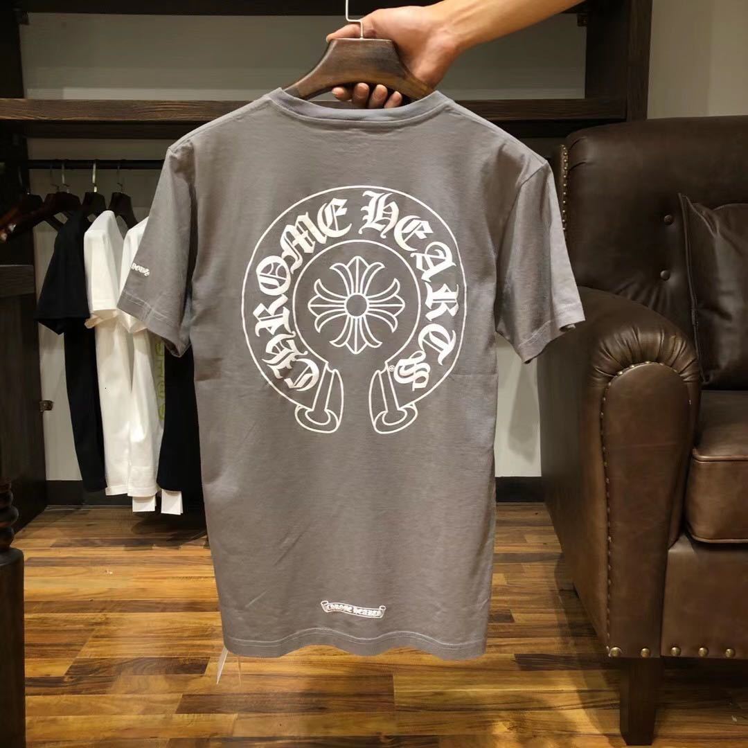 

Brand Summer Chao Croxin Short Sleeve T-shirt Star Huang Zongze Same Horseshoe Print Men's and Women's Same Pair T-shirt, White;black