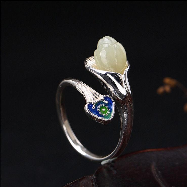 

Cluster Rings Natural South Red Chalcedony Adjustable Ring Chinese Style Retro Square Ethnic Design Charm Luxury Female Jewelry