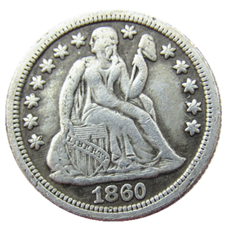 

US 1860 P/S Liberty Seated Dime Silver Plated Copy Coin Craft Promotion Factory Price nice home Accessories Silver Coins